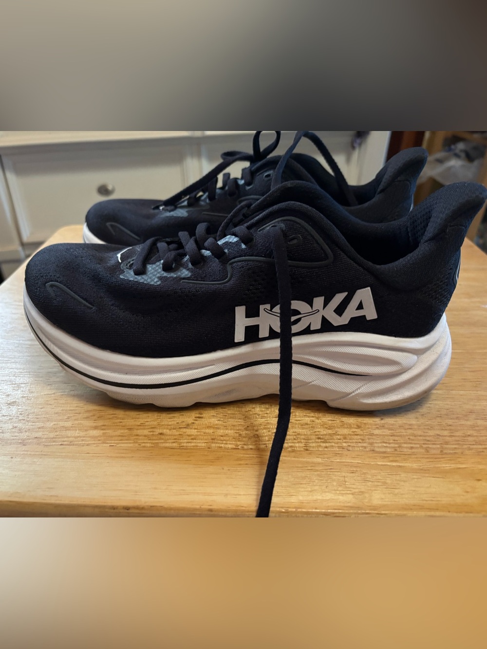 Hoka Women’s Black & White Athletic Running Shoes
